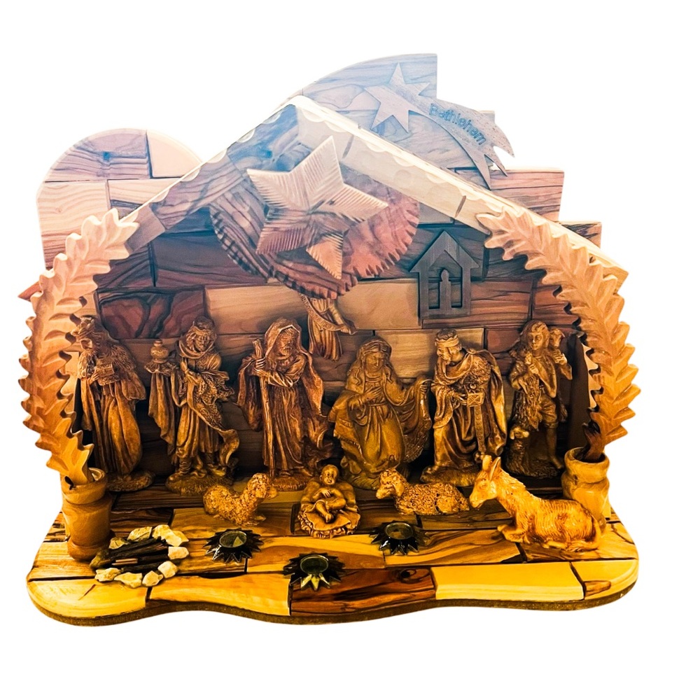 Nativity Scene Olive Wood Hand Made Music Box